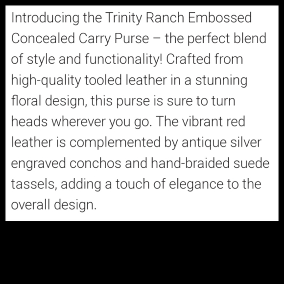 Trinity Ranch Embossed Concealed Carry Purse - Picture 11 of 16